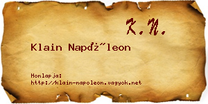 Klain Napóleon névjegykártya